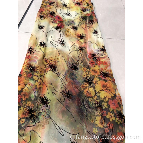 Hot Sale Cheap Polyester Chiffon Embroidered Abaya Fabric